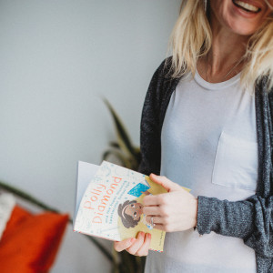 Alice and chapter book, laughing, sharing stories